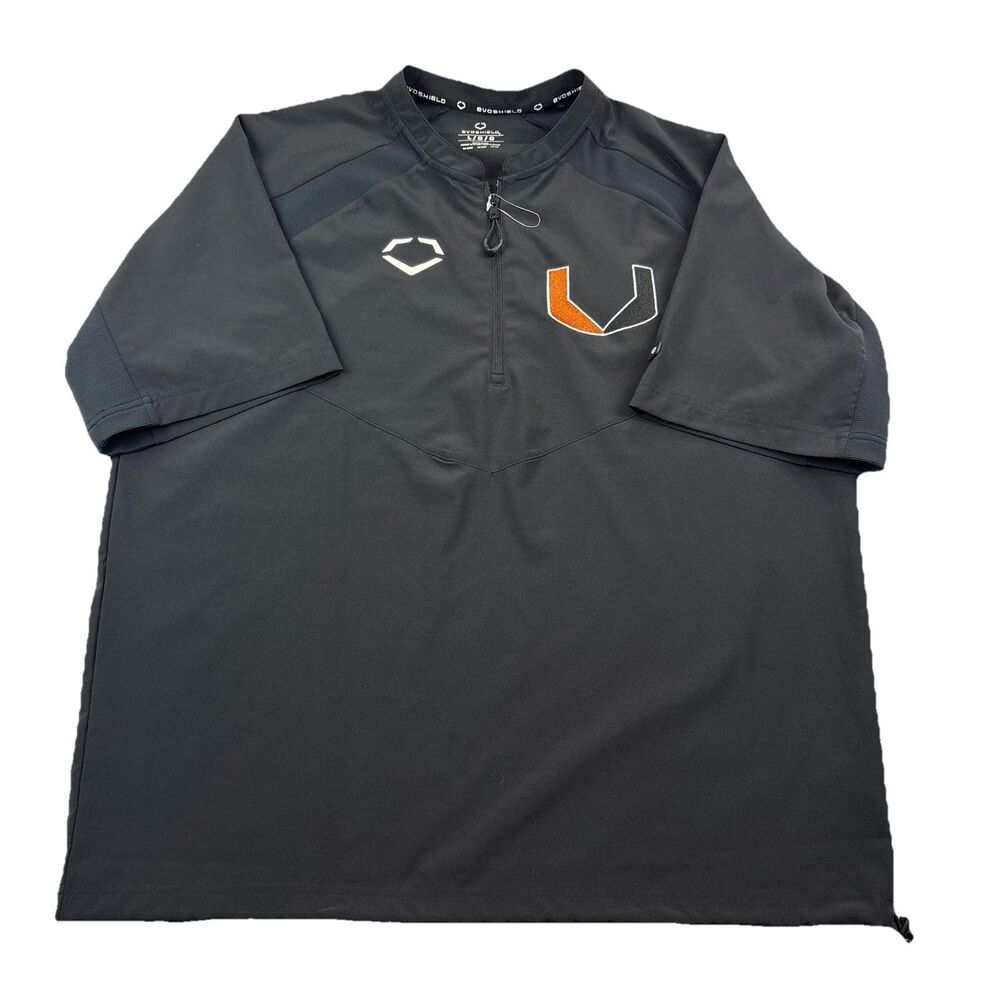 Miami Hurricanes Evoshield Batting Practice 1/4 Zip Shirt Mens L Black NWOT